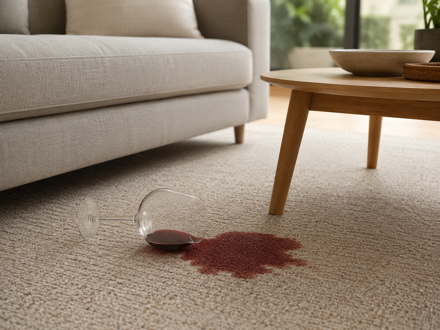 Mancha de vino en alfombra